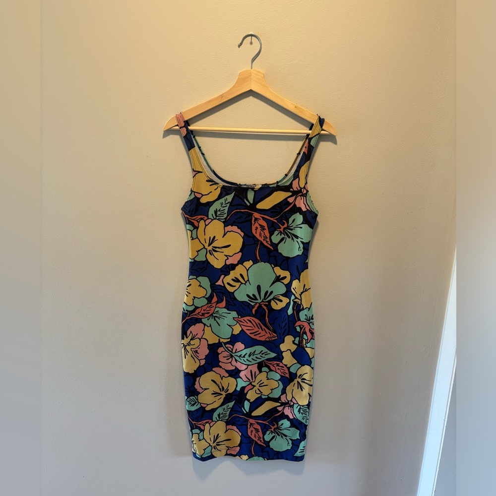 Zara Vibrant Print Bodycon Midi Dress